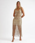 VESTIDO PLAYERO CALADO FLECOS SHINY