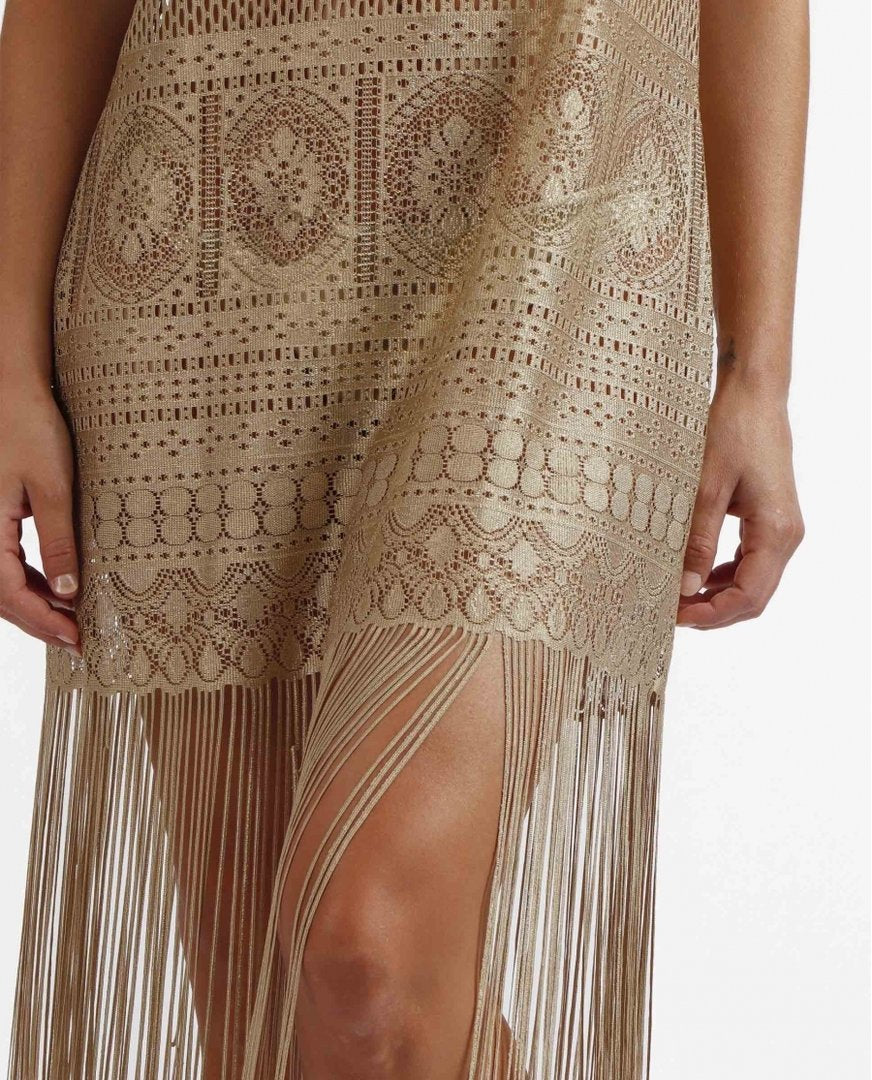 VESTIDO PLAYERO CALADO FLECOS SHINY