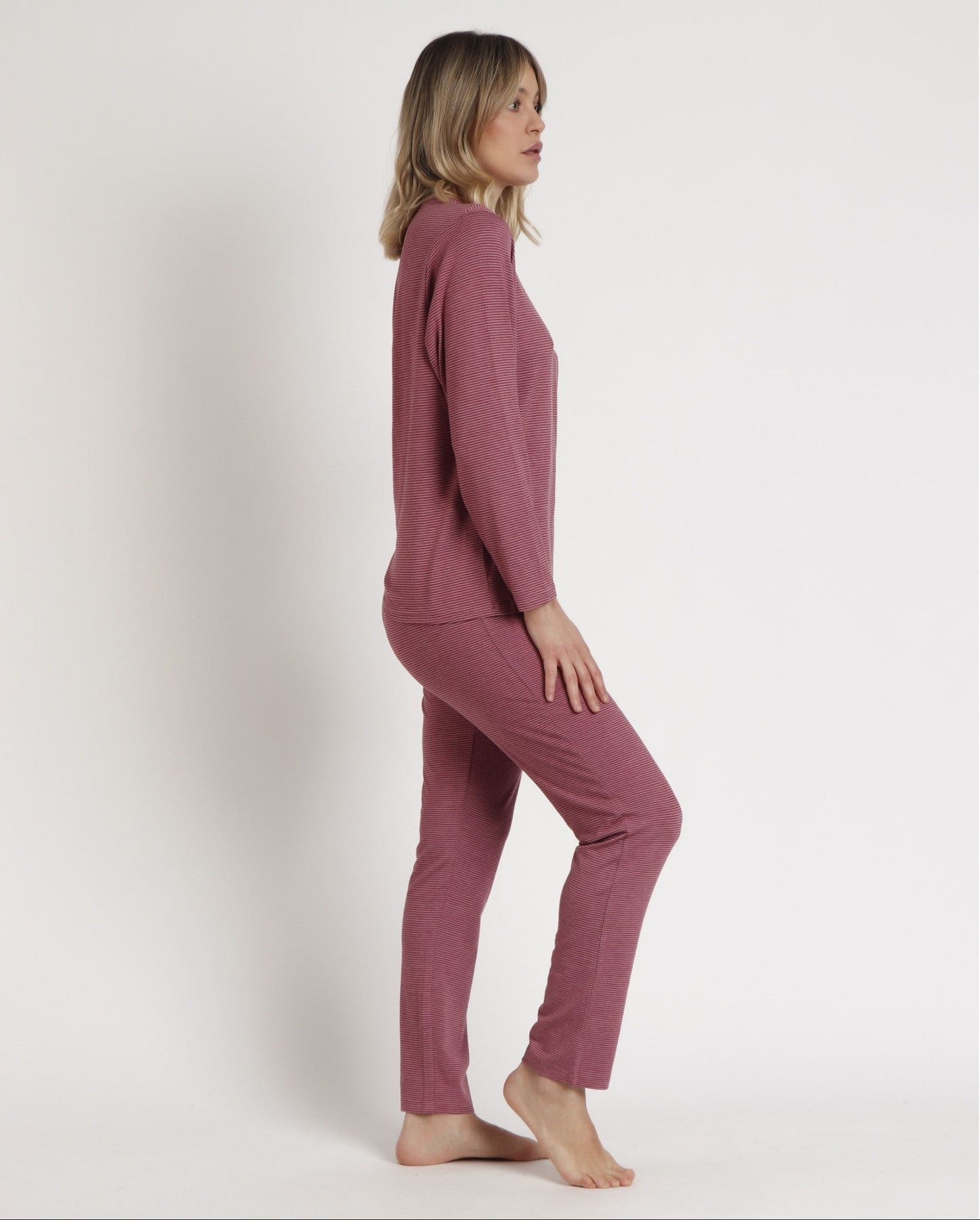PIJAMA MANGA LARGA MUJER SOFT STRIPES