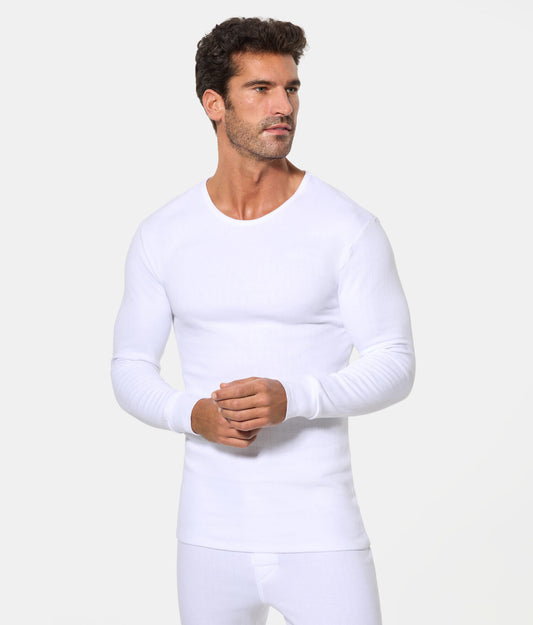 CAMISETA INTERIOR TÉRMICA M/L HOMBRE ALGODÓN INVIERNO 100% INTERLOCK DESAGUJADO.
