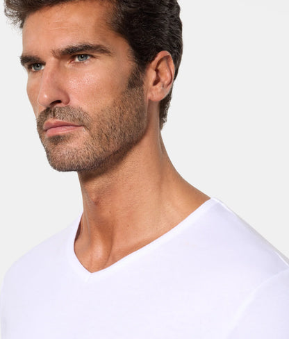 CAMISETA INTERIOR TÉRMICA M/C CUELLO V ALGODÓN DE INVIERNO 100% INTERLOCK LISO.