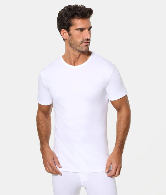 CAMISETA INTERIOR TÉRMICA MANGA CORTA ALGODÓN DE INVIERNO 100% INTERLOCK LISO
