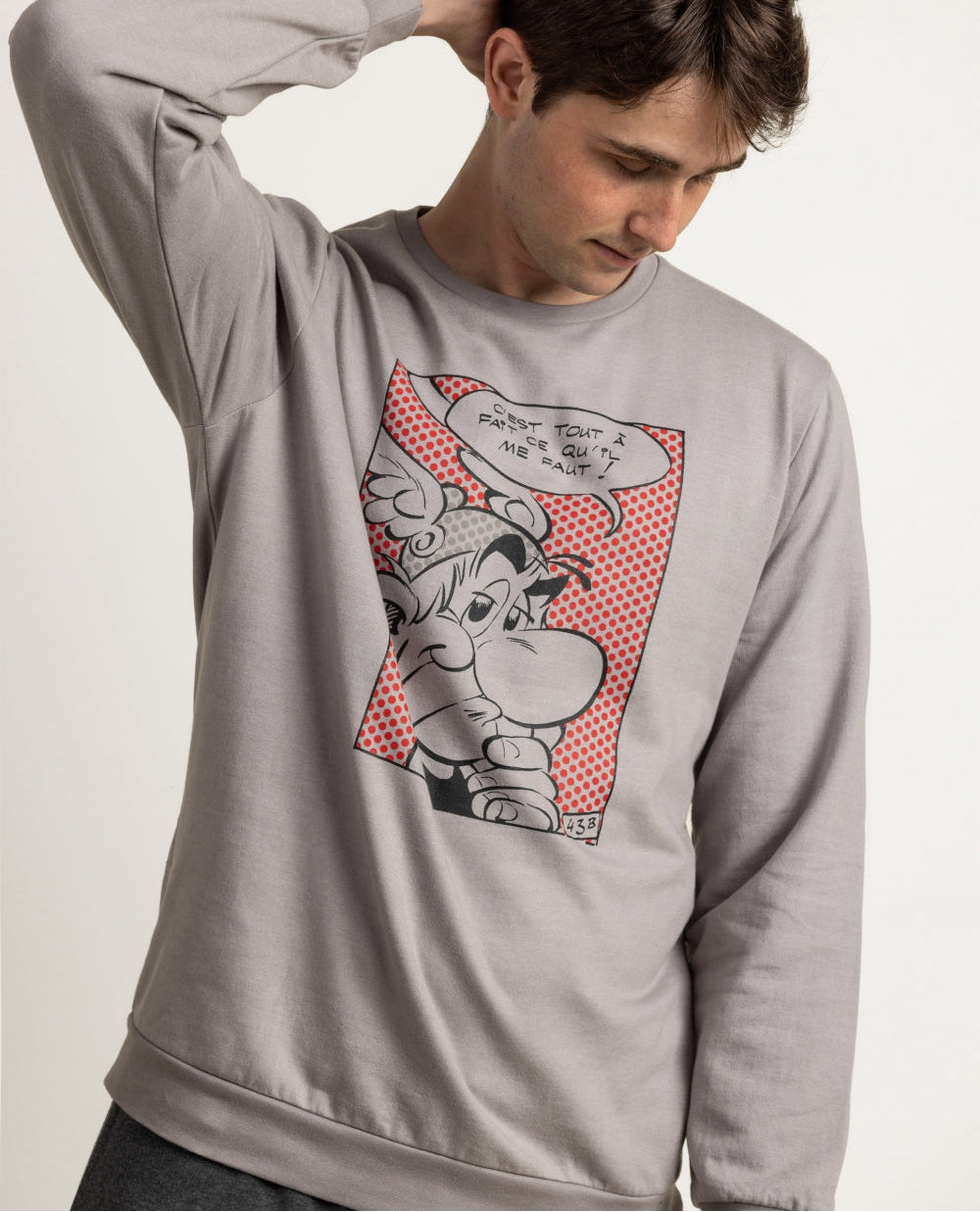 Pijama Hombre Astérix Dots 100% Algodón Manga Larga Gris