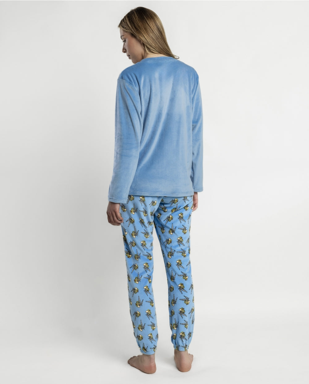 Pijama Mujer Astérix Hand Azul de Terciopelo Manga Larga