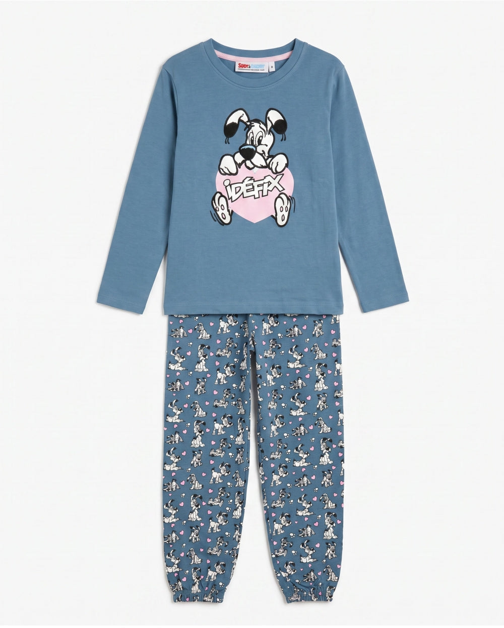 Pijama de niña Astérix Idéfix manga larga azul