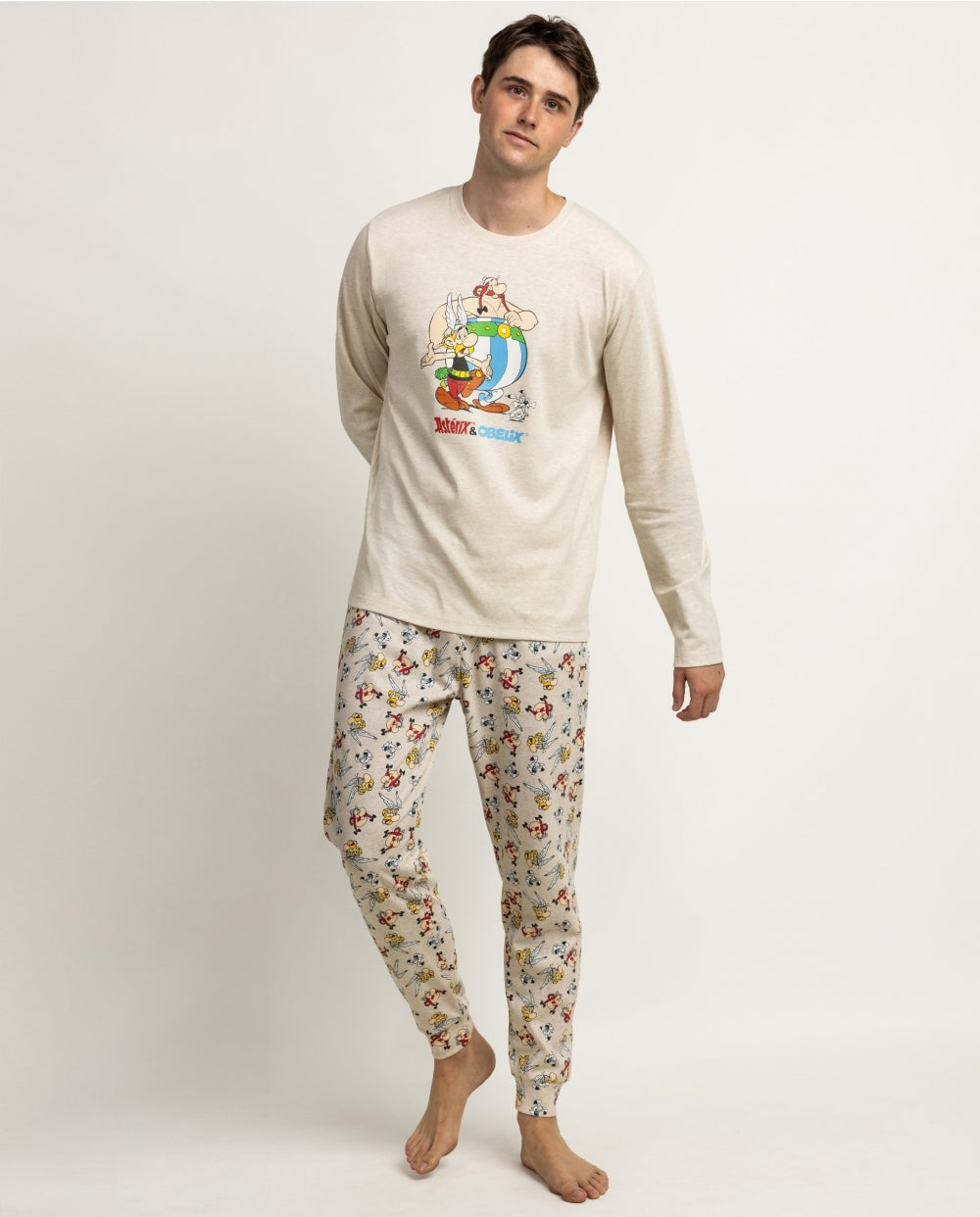 Pijama de hombre Astérix Le Copains de manga larga beige