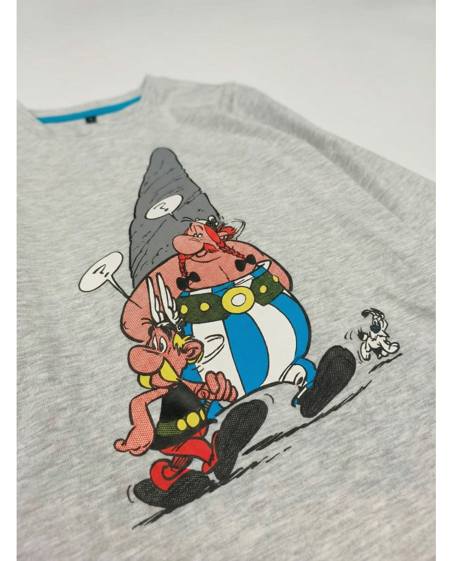 Pijama Niño Astérix y Obélix Menhir 100% Algodón Gris Jaspe