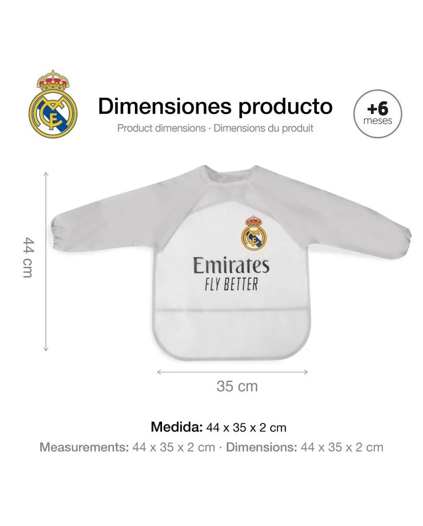 Babero con mangas Real Madrid bebé impermeable