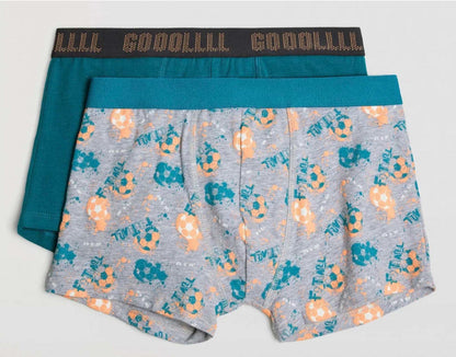 PACK-2 BOXERS INFANTIL NIÑO LOVE PLAY FOOTBALL