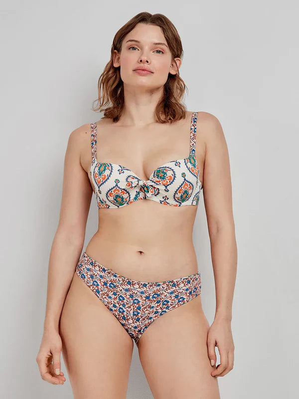 BIKINI CON ARO Y FOAM BRAGA MIDI ARABESCO PRINT