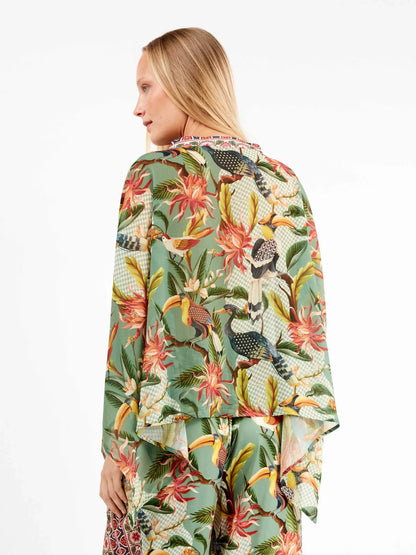 PIJAMA ABIERTO MANGA LARGA MUJER TROPICAL PALAZZO