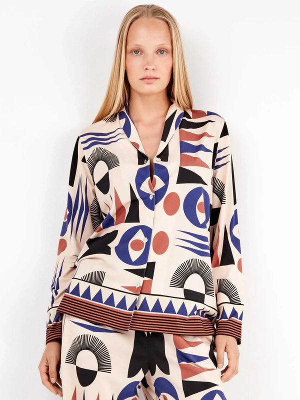 PIJAMA ABIERTO MANGA LARGA MUJER GEOMETRIC REASONS