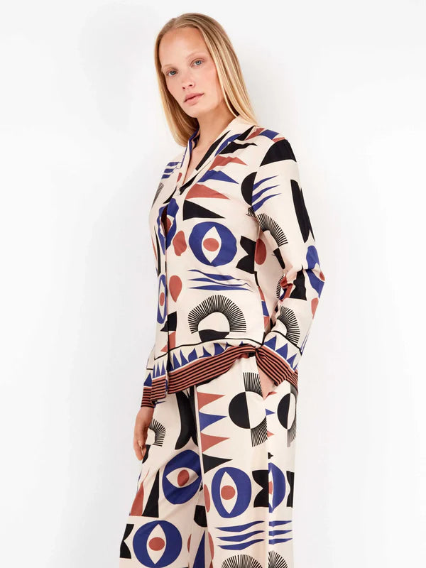 PIJAMA ABIERTO MANGA LARGA MUJER GEOMETRIC REASONS
