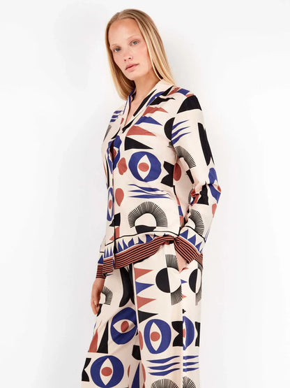 PIJAMA ABIERTO MANGA LARGA MUJER GEOMETRIC REASONS
