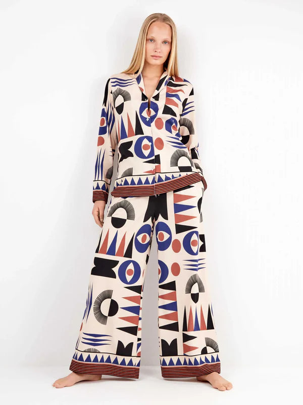 PIJAMA ABIERTO MANGA LARGA MUJER GEOMETRIC REASONS