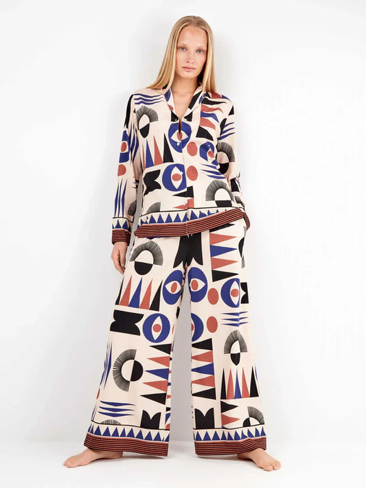 PIJAMA ABIERTO MANGA LARGA MUJER GEOMETRIC REASONS