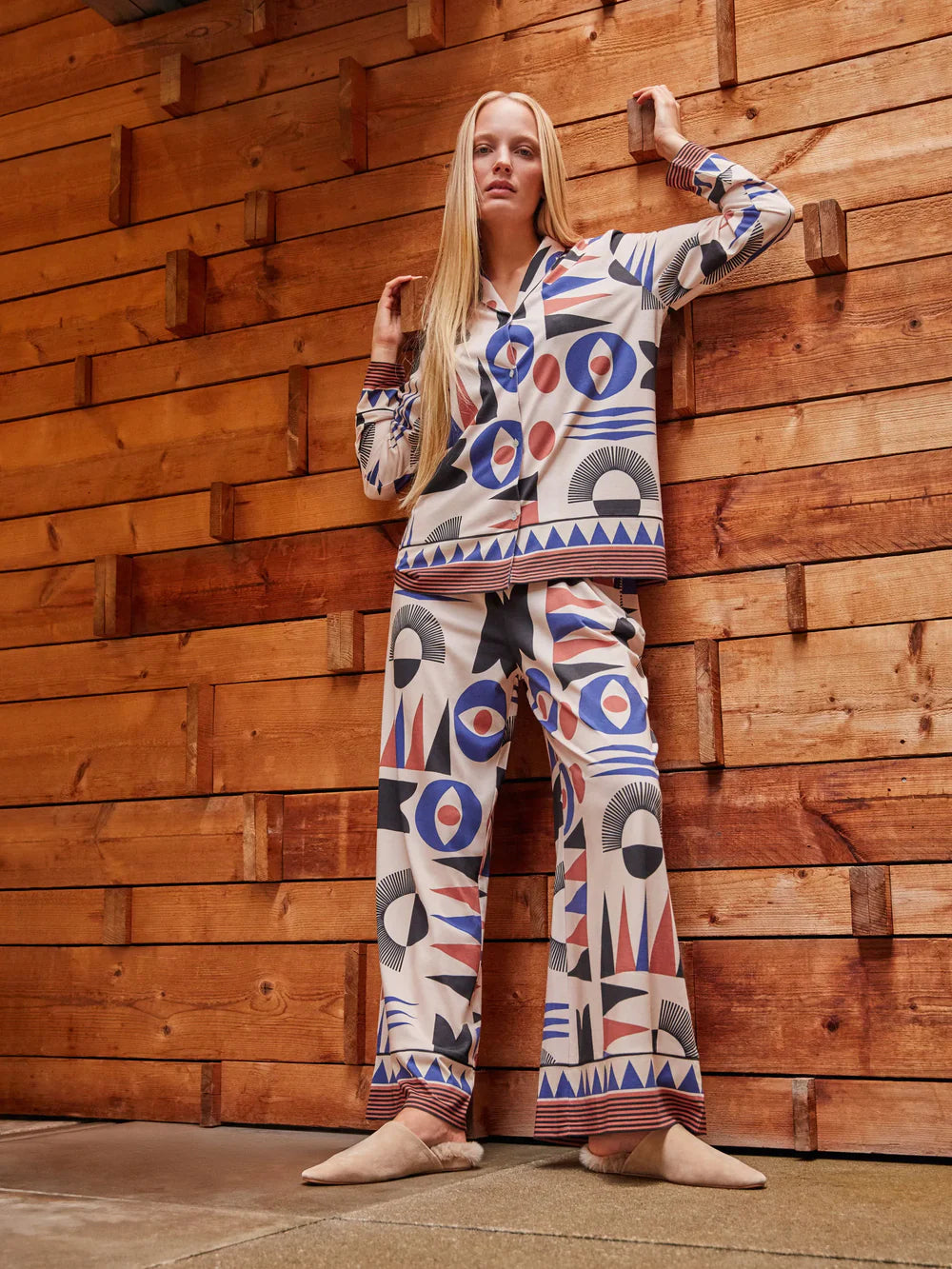 PIJAMA ABIERTO MANGA LARGA MUJER GEOMETRIC REASONS