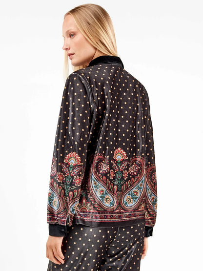 PIJAMA ABIERTO TERCIOPELO MANGA LARGA MUJER EASTERN PRINT