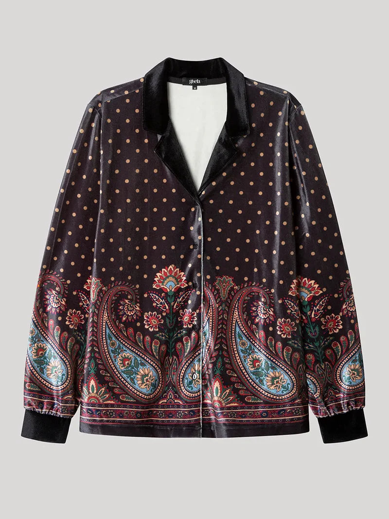 PIJAMA ABIERTO TERCIOPELO MANGA LARGA MUJER EASTERN PRINT