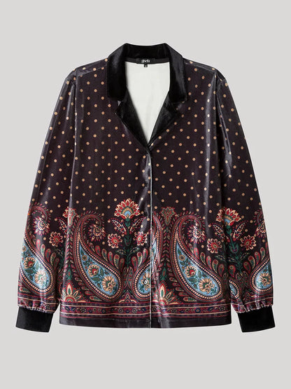 PIJAMA ABIERTO TERCIOPELO MANGA LARGA MUJER EASTERN PRINT