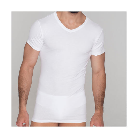 CAMISETA MANGA CORTA ELÁSTICA CUELLO PICO