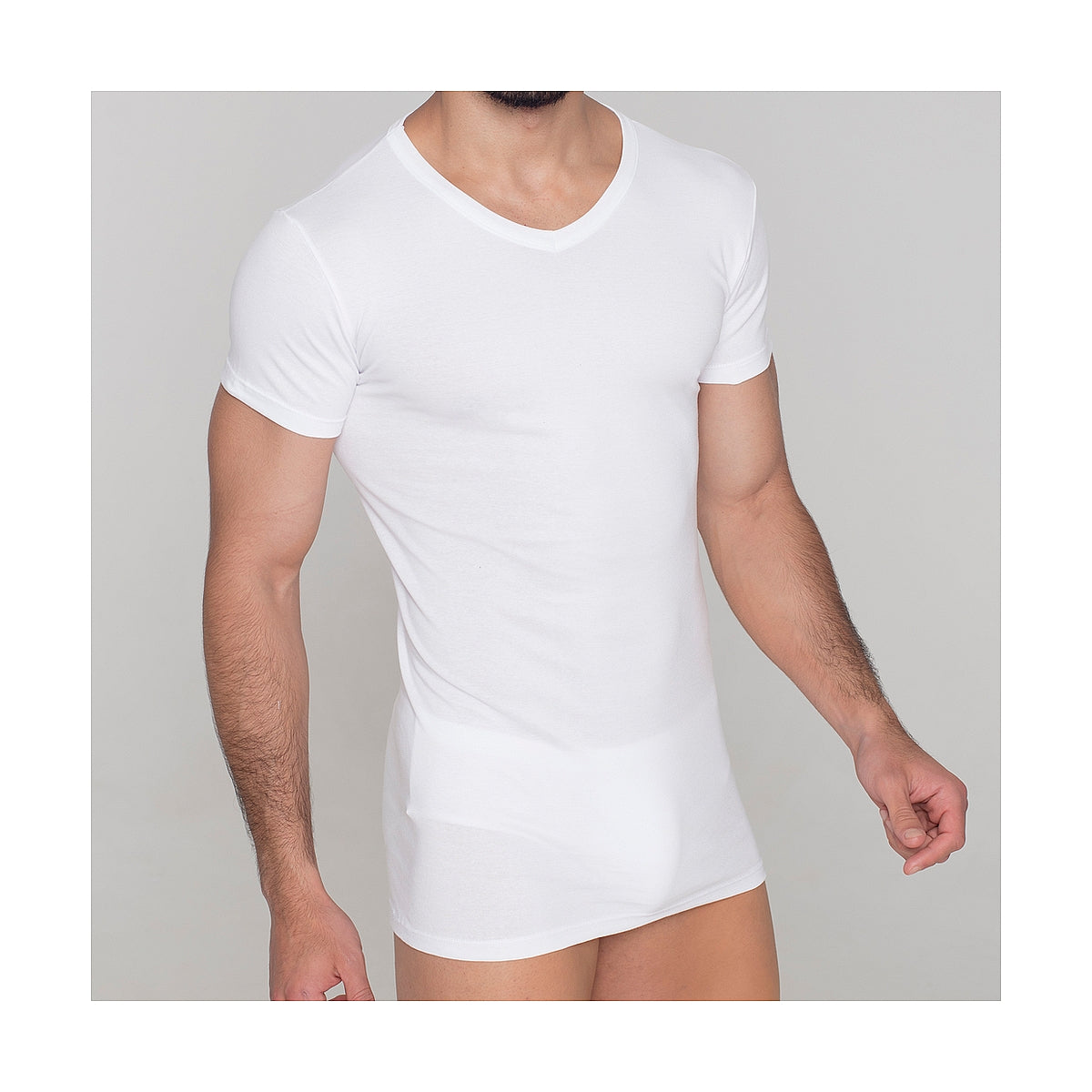 CAMISETA MANGA CORTA ELÁSTICA CUELLO PICO