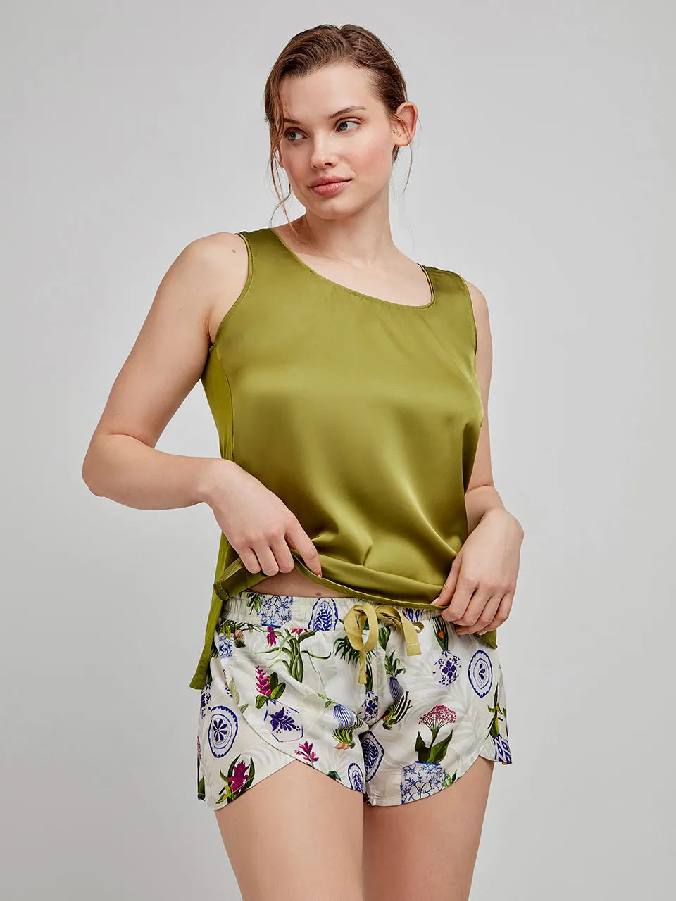 PANTALON DE PIJAMA CORTO MUJER FLORAL WORLD