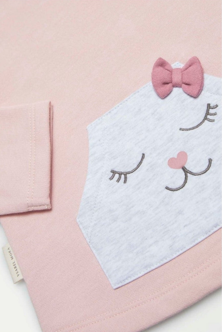 CONJUNTO 2 PIEZAS BEBÉ NIÑA GATITO Y ROSAS