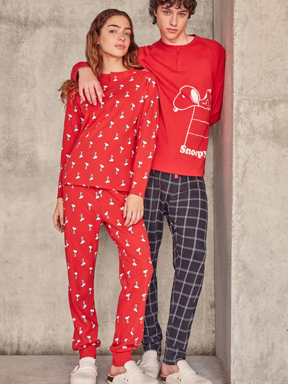 PIJAMA MANGA LARGA MUJER MICRO ESTAMPADO SNOOPY