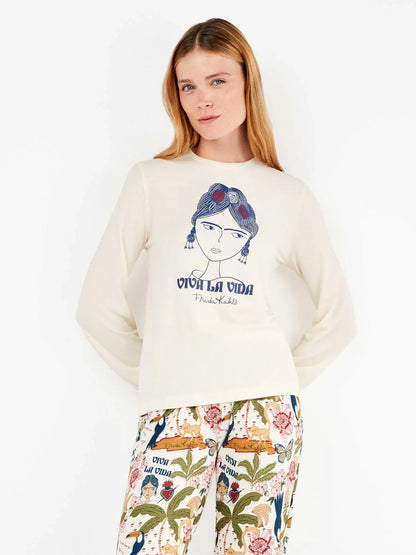 PIJAMA MANGA LARGA MUJER VIVA LA VIDA FRIDA KAHLO