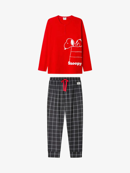 PIJAMA MANGA LARGA HOMBRE TEJIDO INTERLOOK RED SNOOPY