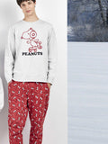 Pijama hombre Snoopy interlock con felpa interior