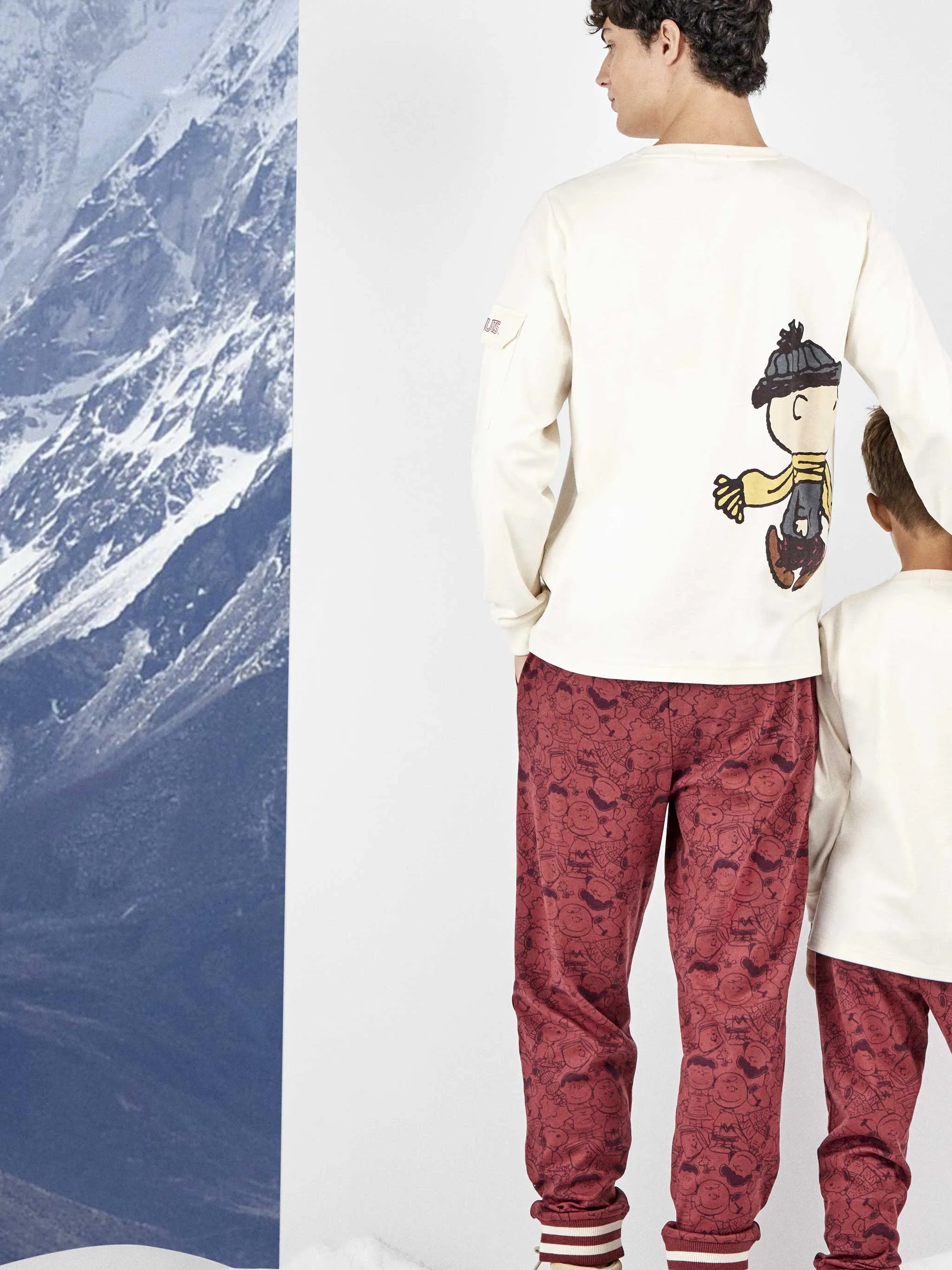 Pijama largo hombre Snoopy granate