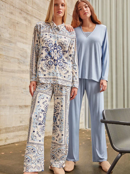 PIJAMA MANGA LARGA MUJER BASIC OCEAN