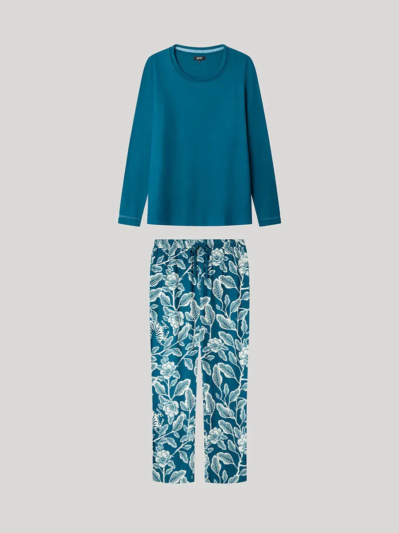 PIJAMA MANGA LARGA MUJER ESTAMPADO FLORAL
