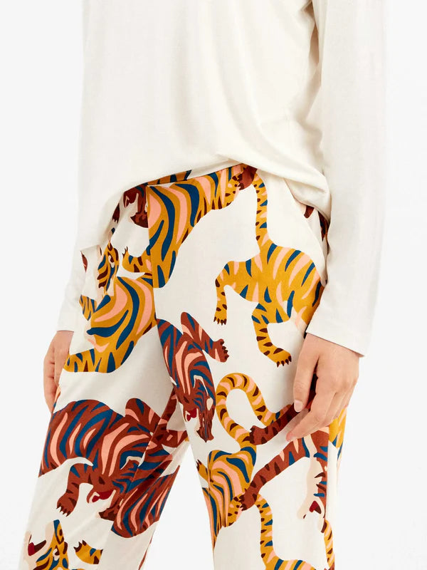 PIJAMA MANGA LARGA MUJER ANIMAL PRINT TIGRES