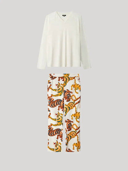 PIJAMA MANGA LARGA MUJER ANIMAL PRINT TIGRES
