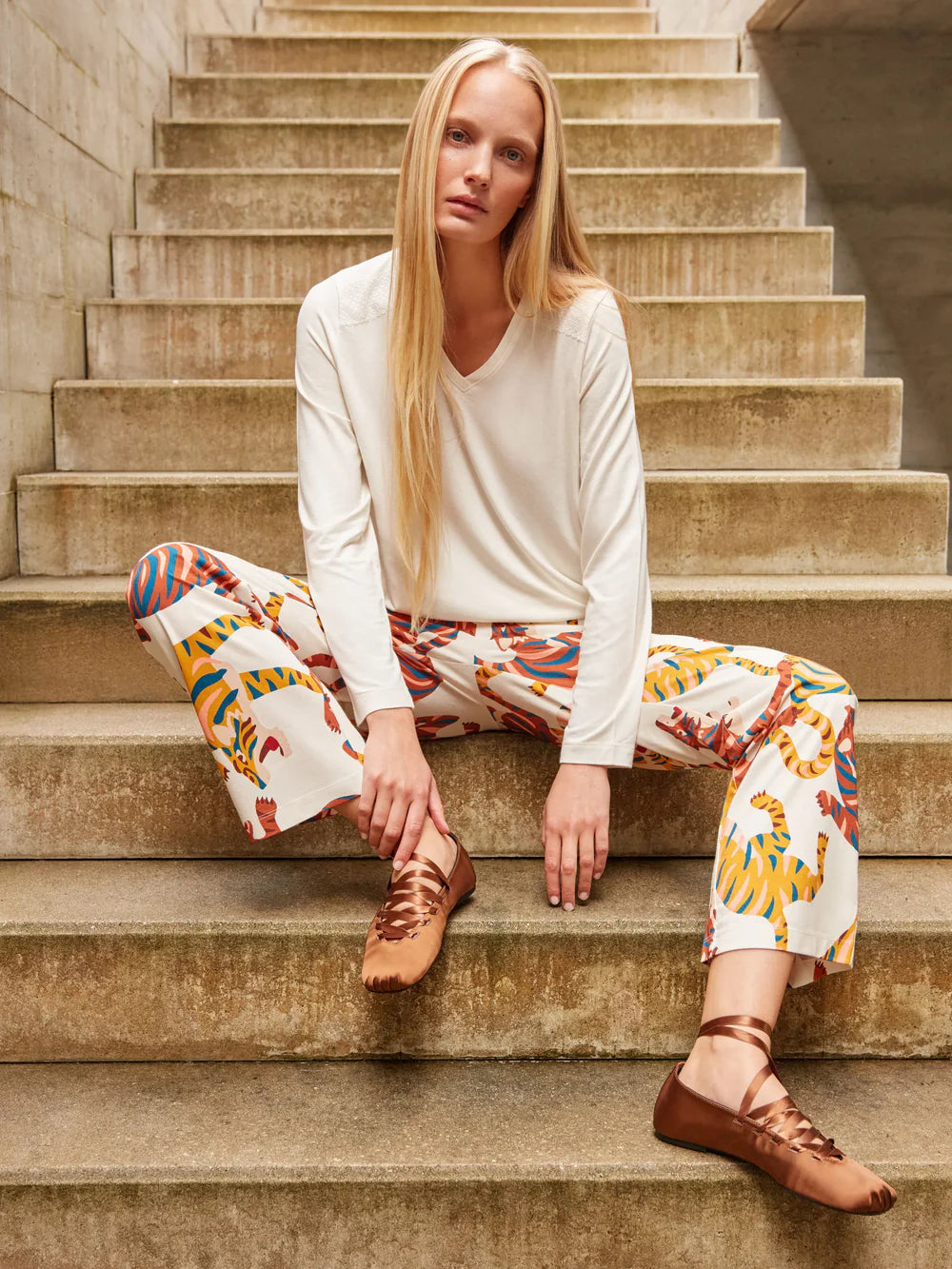 PIJAMA MANGA LARGA MUJER ANIMAL PRINT TIGRES