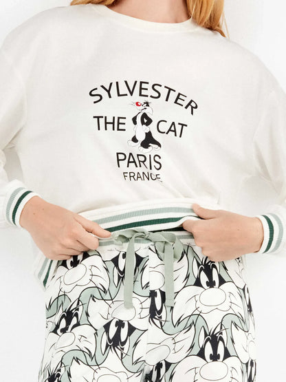 PIJAMA MANGA LARGA MUJER SYLVESTER PUNTO INTERLOCK