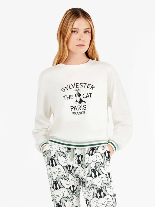 PIJAMA MANGA LARGA MUJER SYLVESTER PUNTO INTERLOCK