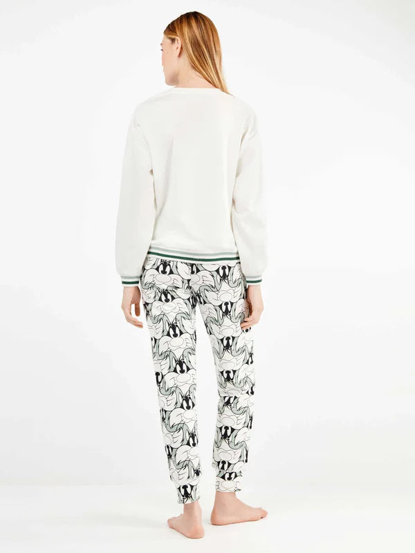 PIJAMA MANGA LARGA MUJER SYLVESTER PUNTO INTERLOCK