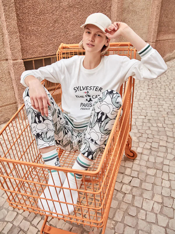 PIJAMA MANGA LARGA MUJER SYLVESTER PUNTO INTERLOCK