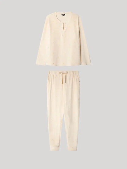 PIJAMA MANGA LARGA MUJER TEJIDO POLAR BEIGE