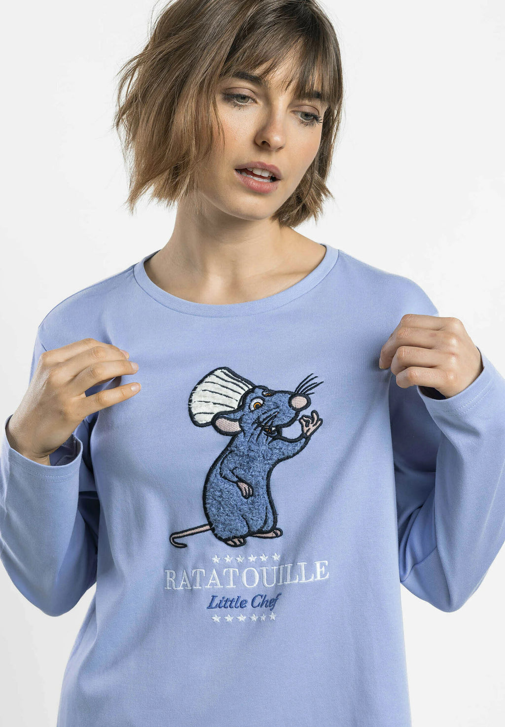 Pijama de mujer Disney Ratatouille Little Chef manga larga azul
