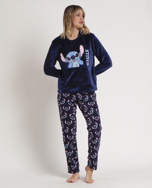 PIJAMA MANGA LARGA MUJER CORALINA STITCH FACES