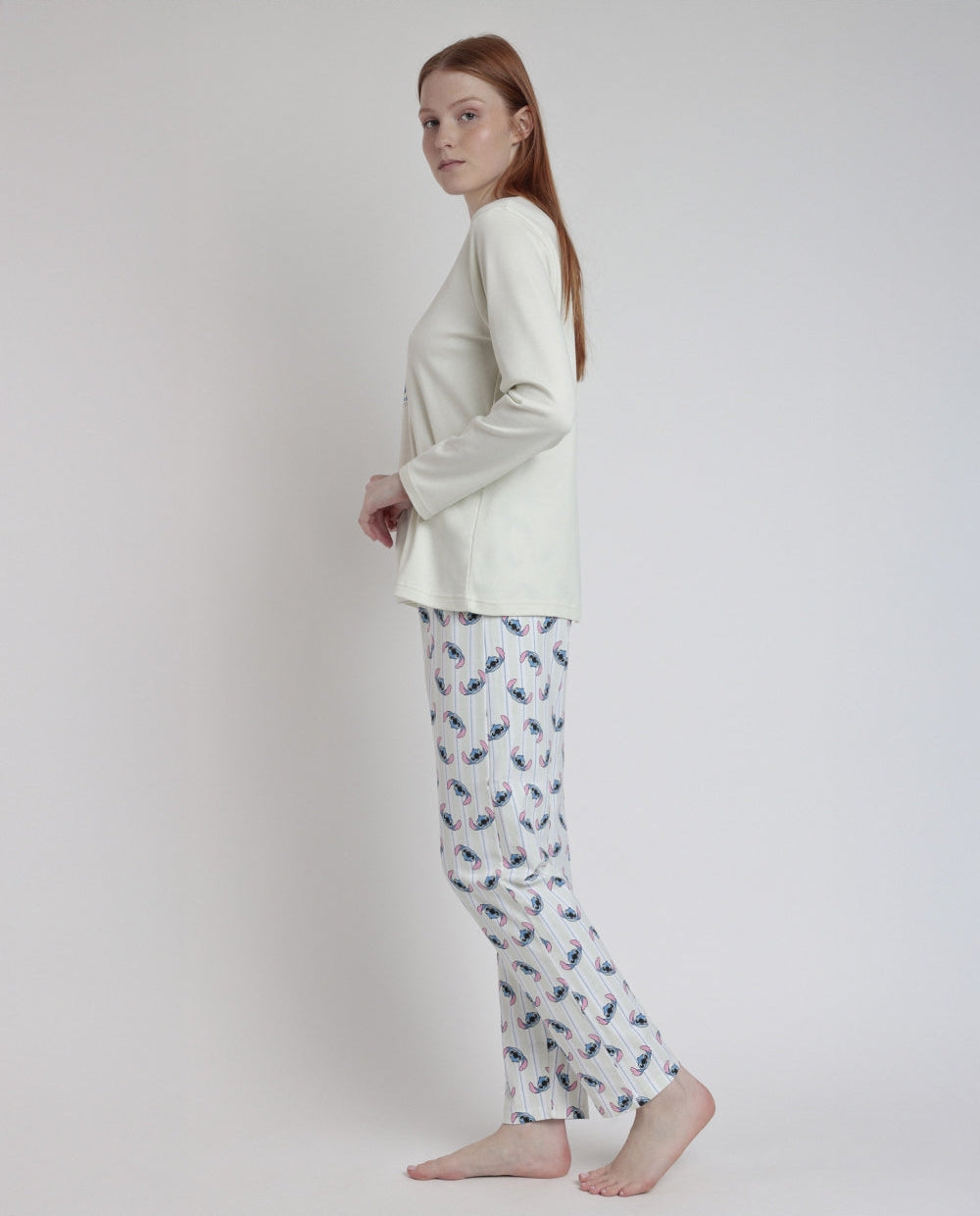 PIJAMA MANGA LARGA MUJER STITCH MENTA