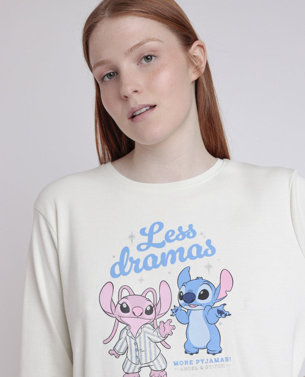 PIJAMA MANGA LARGA MUJER STITCH MENTA