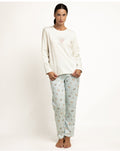 Pijama de mujer disney los aristogatos de algodón manga larga crudo y azul