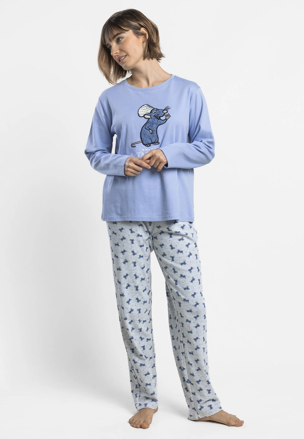 Pijama de mujer Disney Ratatouille Little Chef manga larga azul