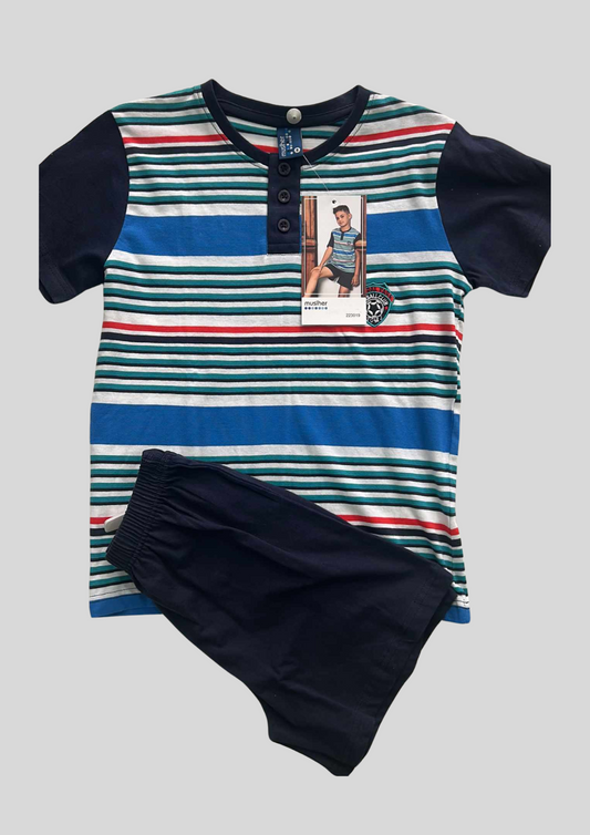 PIJAMA INFANTIL MANGA CORTA NIÑO A RAYAS